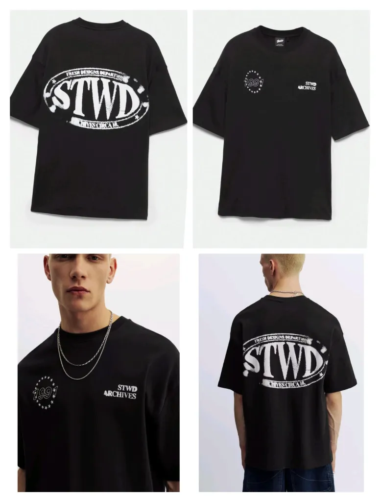 T SHIRT PULL &BEAR PRINT STWD 1991 S2026 (white, L)