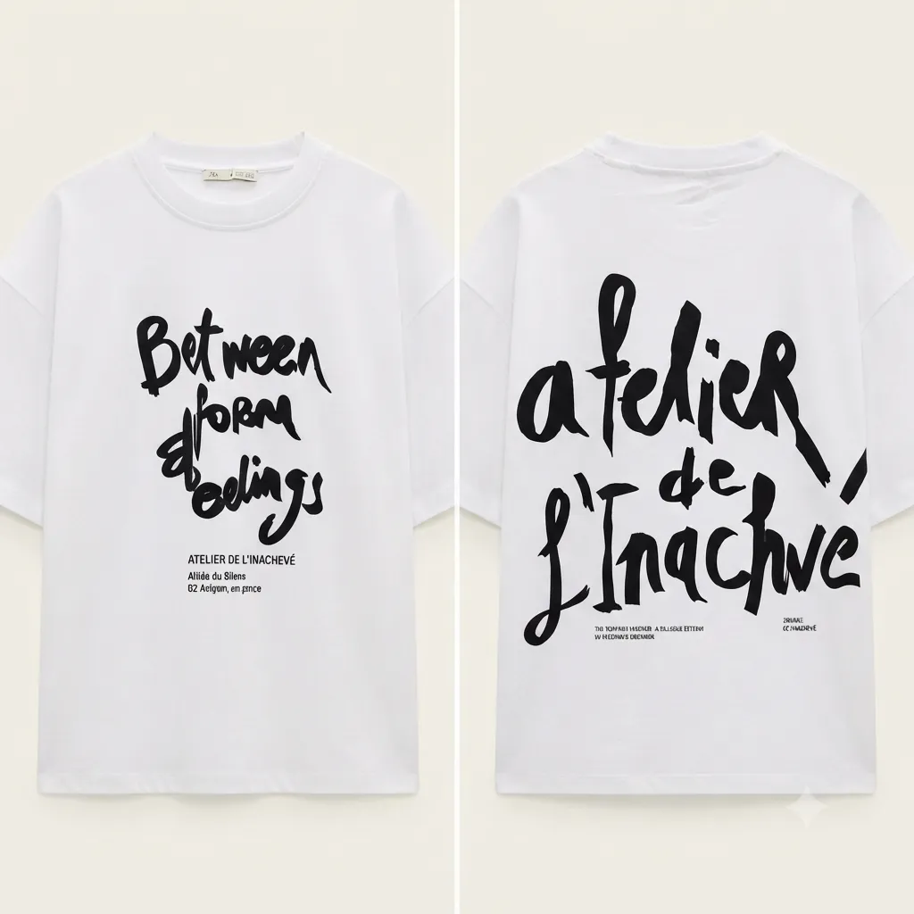 T-shirt Zara Between FORM & poeelings print (S)