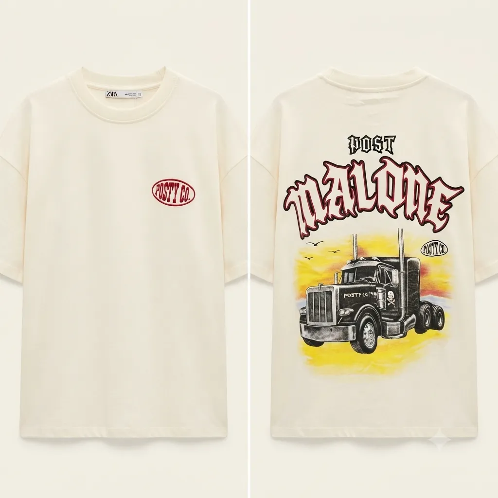 T-shirt Zara posty co. Logo print (S)