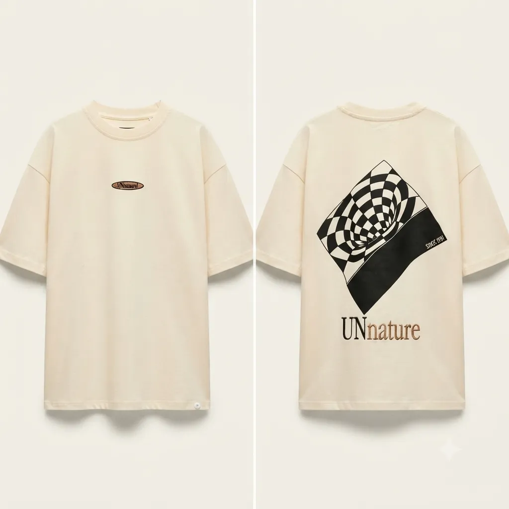 T-shirt PULL&BEAR UN natural embroidery (S)